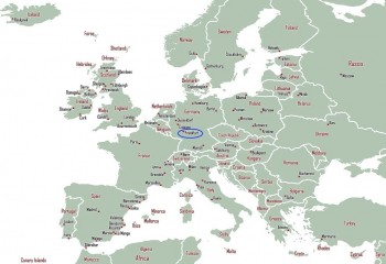 mapa da europa com destaque para frankfurt